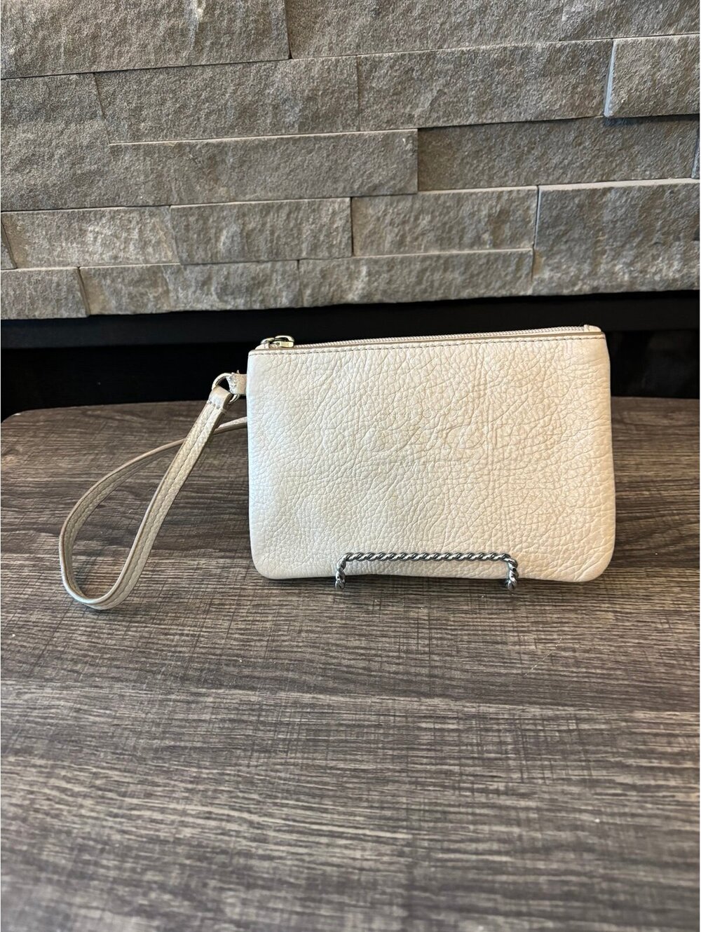 White Leather Coach Wristlet